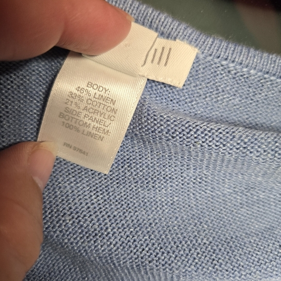 J. Jill Blue And White Blend Linen Tunuc Sweater Size Large - Picture 3 of 4